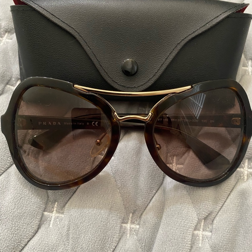 Prada Tortoise Shell Sunglasses with Gold Accent